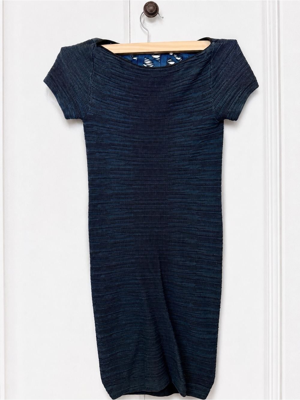 Free People Navy Short-Sleeve Knit Mini Dress